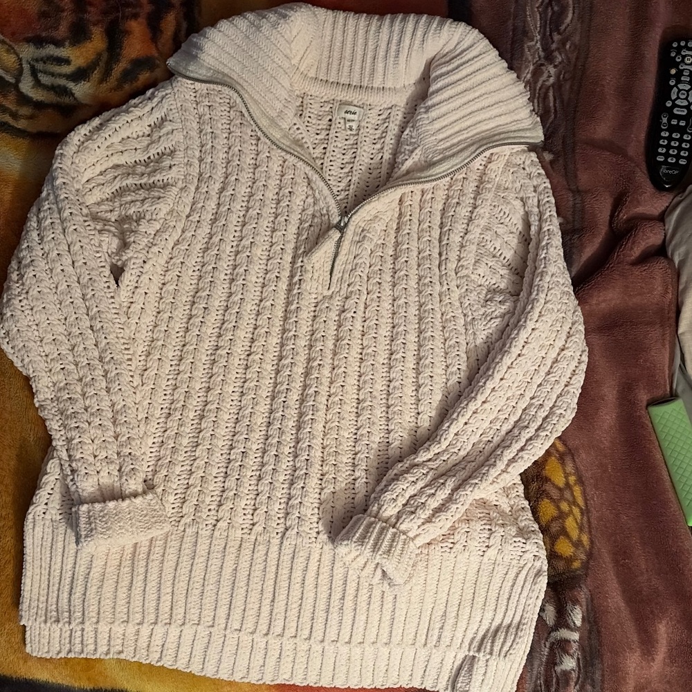Aerie cable car quarter zip sweater XS